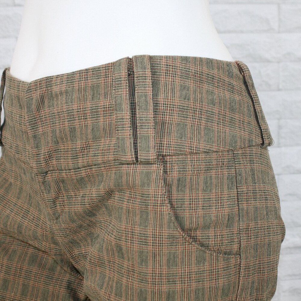 MORRISSEY Y? Capri Pants Plaid Long Bermuda Knickers Tan Olive Summer Preppy 2 - Picture 2 of 15